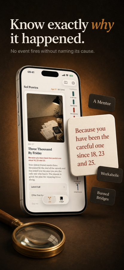 App Store panel: an event card naming its cause